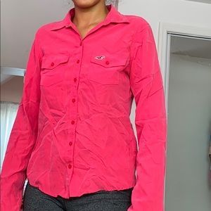 Pink button up shirt